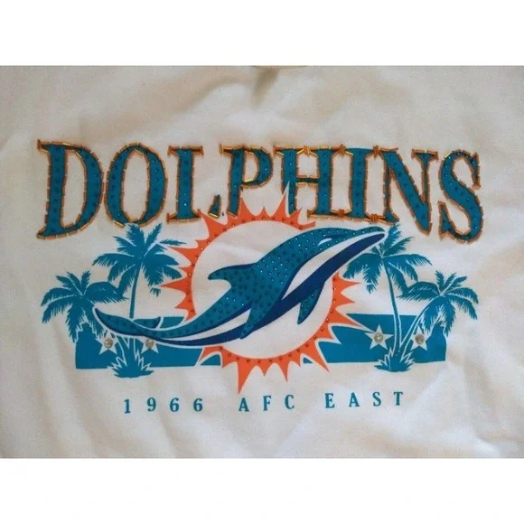 Miami Dolphins NFL Sweatshirt Est. 1966 AFC  Vintage? White Beaded Logo X-large - Picture 5 of 6